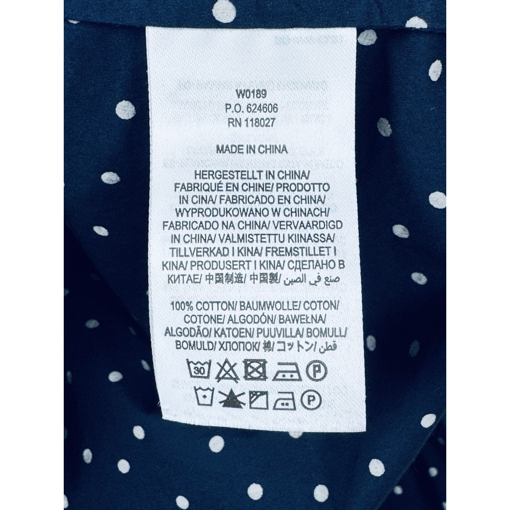 Boden Classic Shirt Women US 16 18R Blue White Polka Dot Cotton Button Up Preppy - Picture 8 of 11